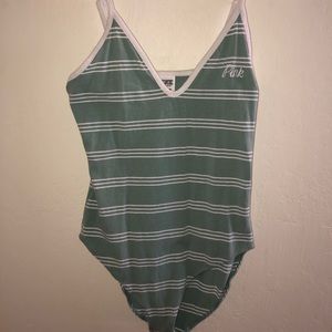 VS PINK striped bodysuit mint green size small